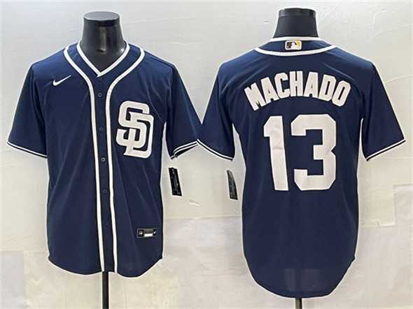 Men%27s San Diego Padres #13 Manny Machado Navy Cool Base Stitched Jersey